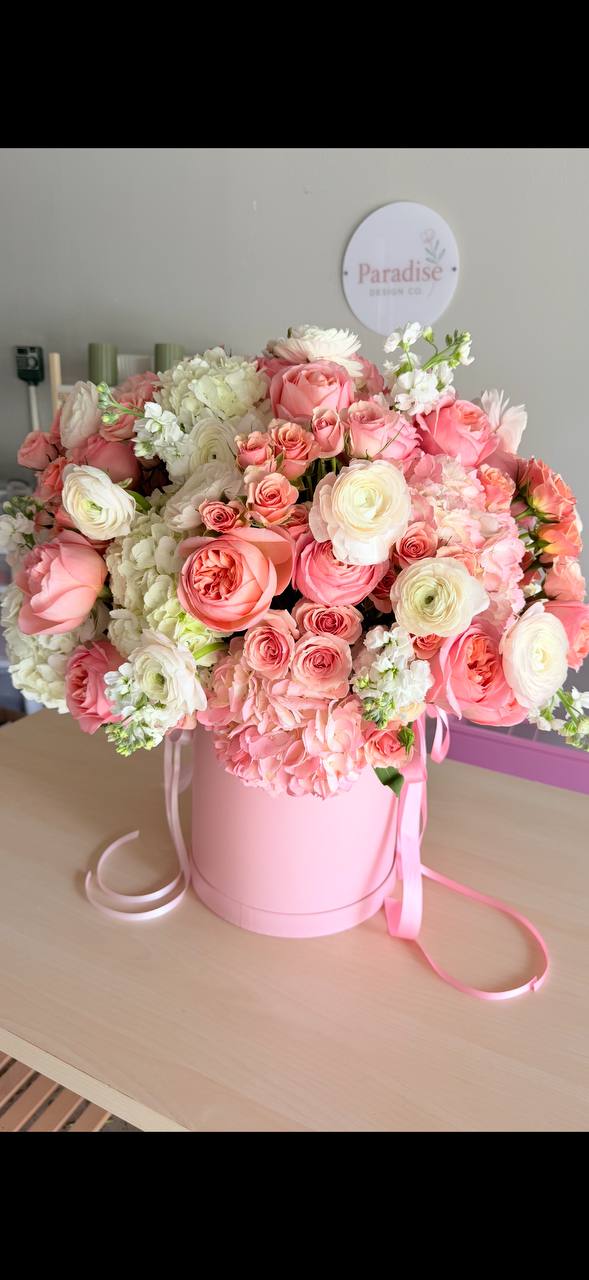Luxury Pink & White Hat Box