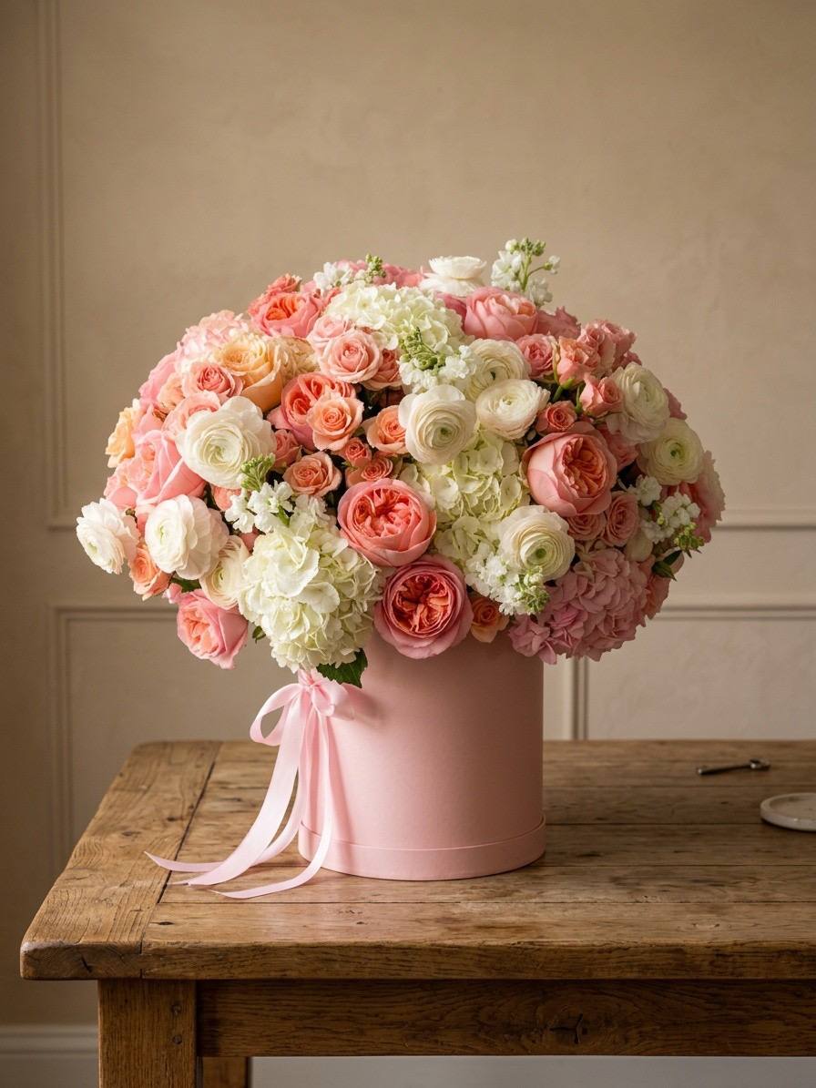 Luxury Pink & White Hat Box