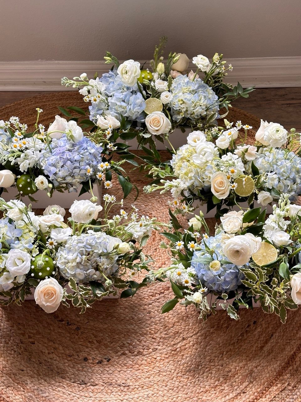 Blue table centerpieces