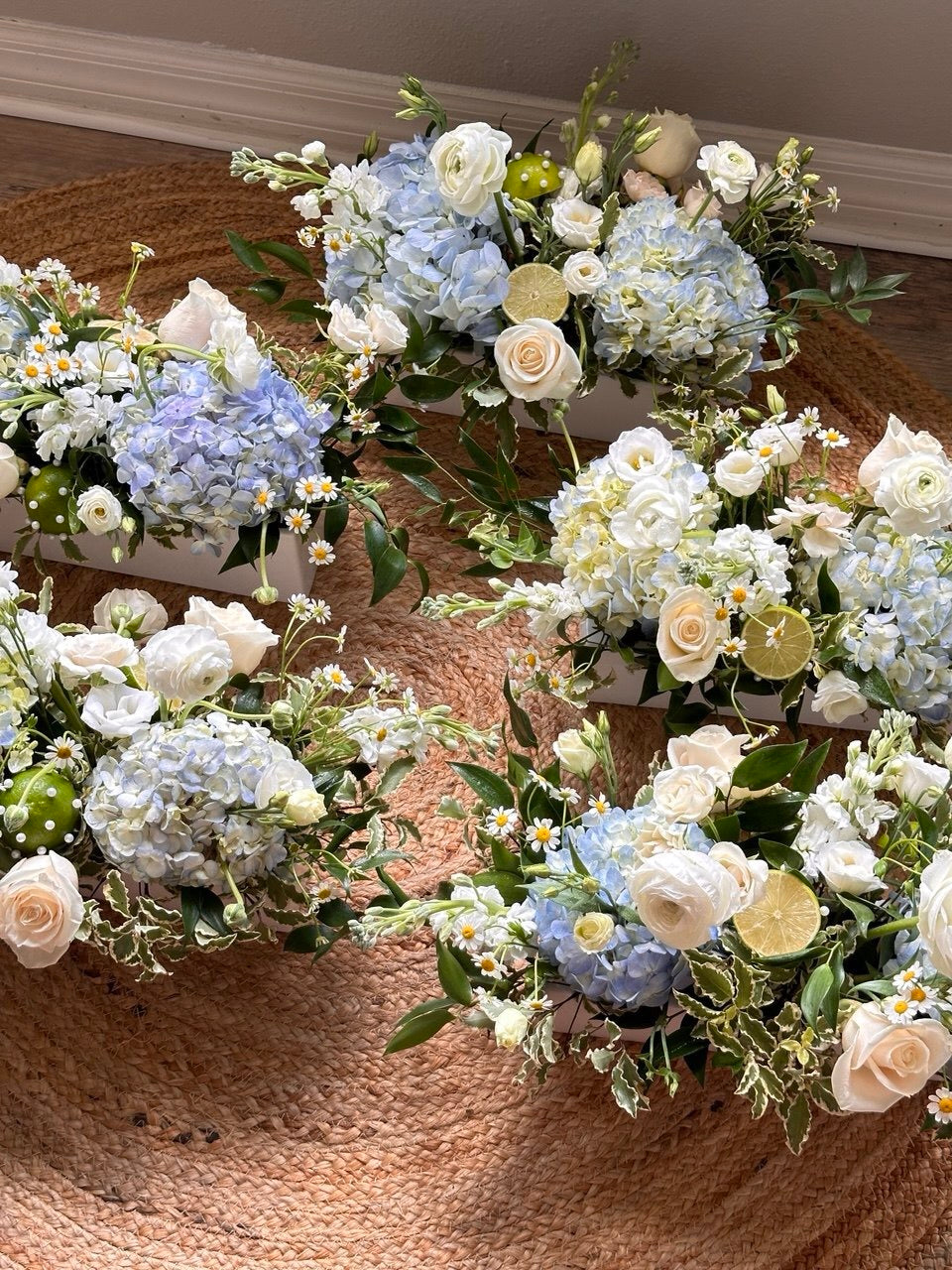 Blue table centerpieces